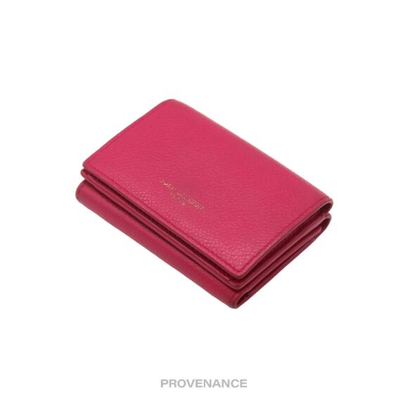 🔴 Saint Laurent Paris SLP Trifold Wallet - Pink Leather - Picture 3 of 9
